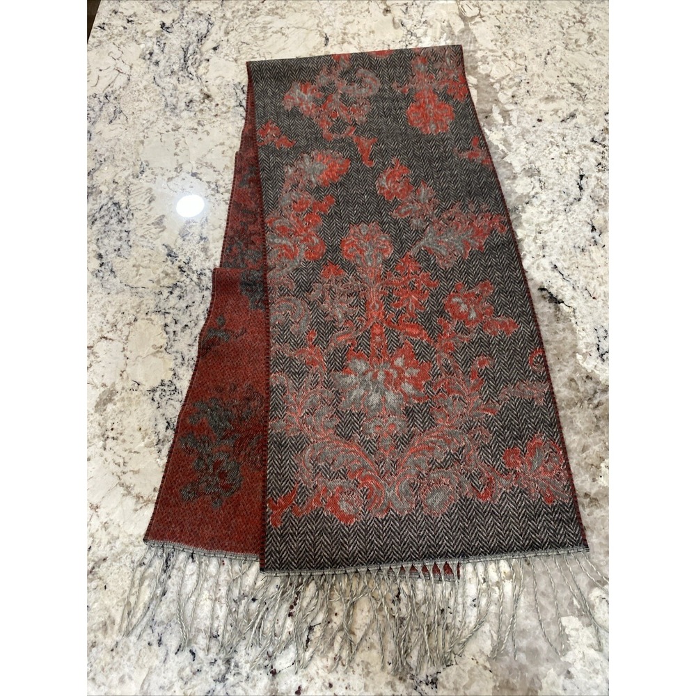Vintage Cashmink V Fraas Pink‎ Plaid scarf very soft to the touch red black grey